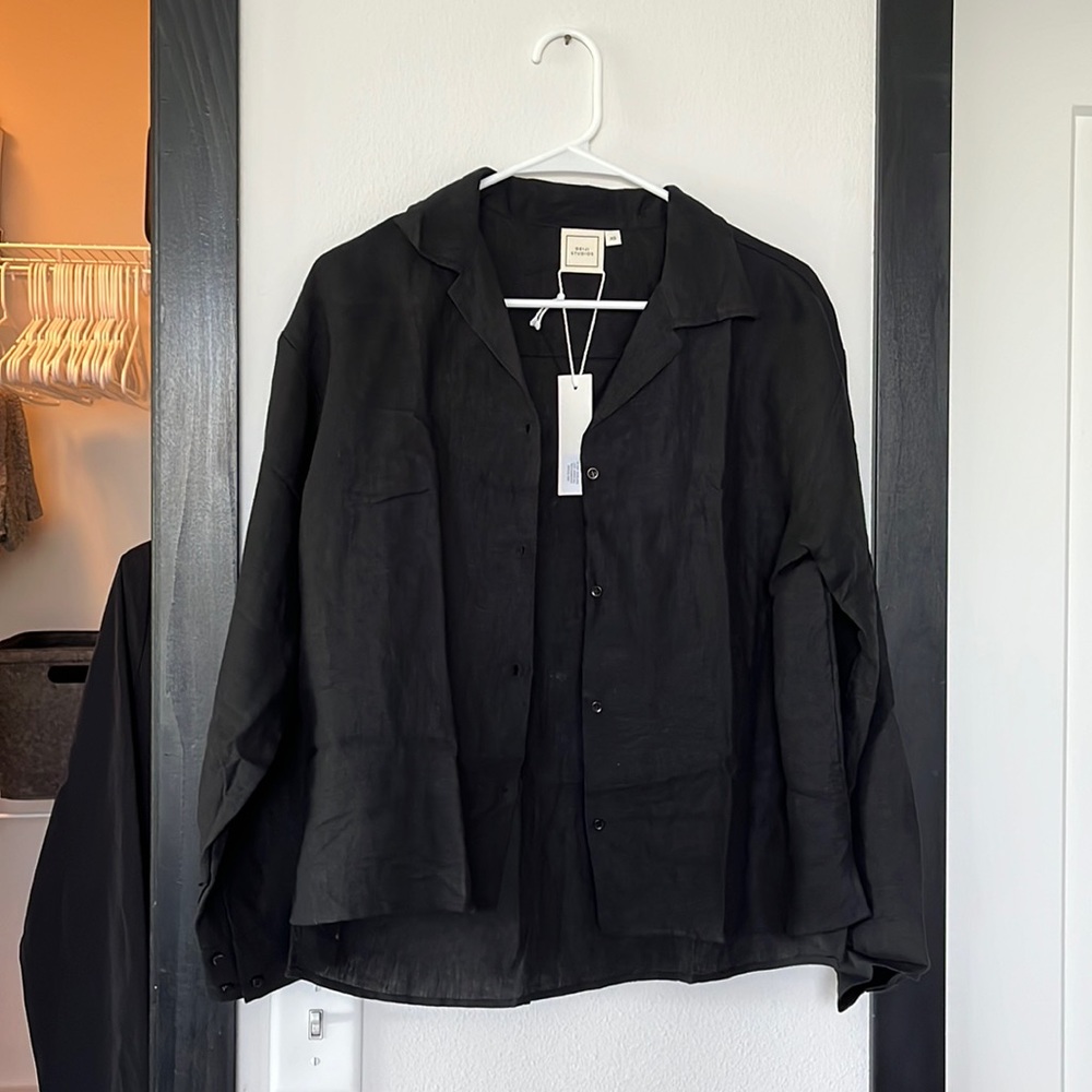 XS Deiji Studios “The Moment” linen shirt - deep black